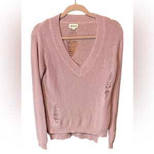 Superdown Revolve Purple Distressed Knit Oversized V-Neck Sweater – Size Small